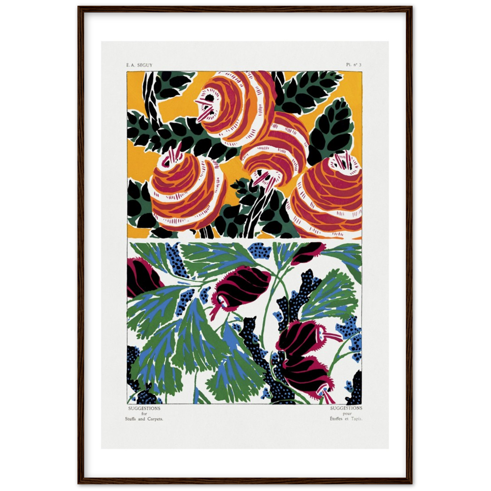 Art Nouveau floral pochoir print by E.A. Séguy