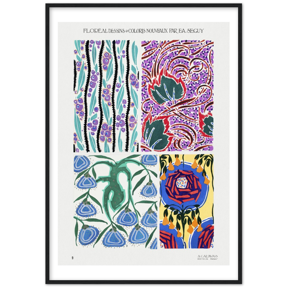 Art Nouveau floral pattern poster by E.A.