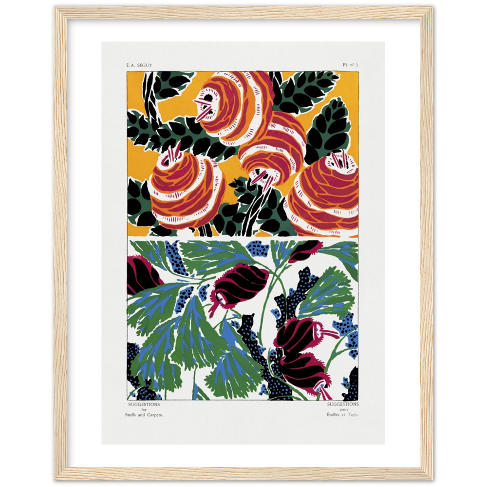 Art Nouveau floral pochoir print by E.A. Séguy