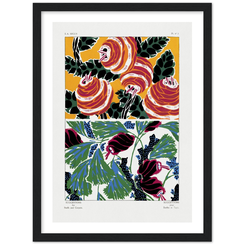 Art Nouveau floral pochoir print by E.A. Séguy